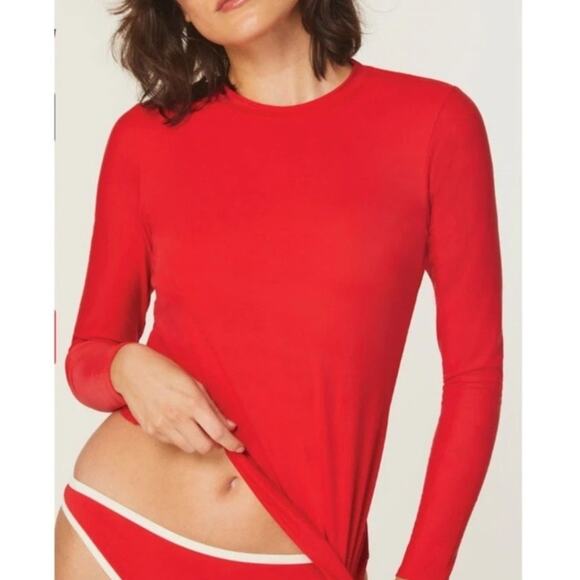 NWT Andie Swim The Torquay Rashguard Long Sleeve Top Poppy Red Womens Size Small - Picture 1 of 8